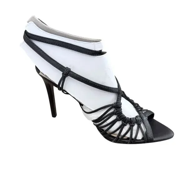 Nine West Wngagnant Ankle Strap Sandals Black Strappy Heels Shoes 6M New - Picture 2 of 9